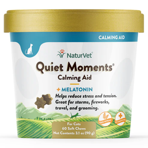 Naturvet Quiet Moments Cat Calming Aid Plus Melatonin Chews 60CT