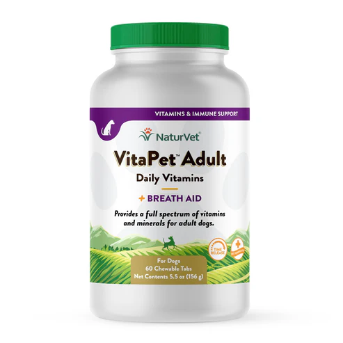 NaturVet Dog VitaPet Adult Daily Vitamins Plus Breath Aid Chews 60 CT