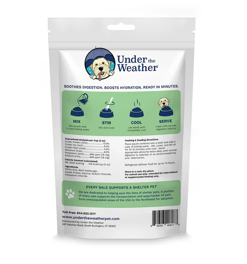 Under the Weather Dog Hamburger Rice SwPotato Freeze Dried Bland Diet 6oz