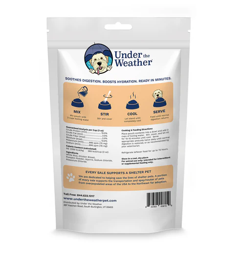 Under the Weather Dog Chicken Rice Pumpkin Freeze Dried Bland Diet 6oz