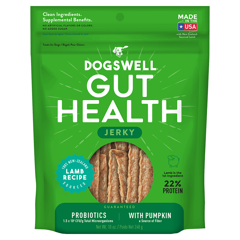 Dogswell Dog Treat Gut Health Grain Free Lamb Jerky 10oz