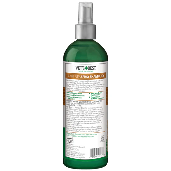 Vets Best Anti-Flea Easy Spray Shampoo 16oz
