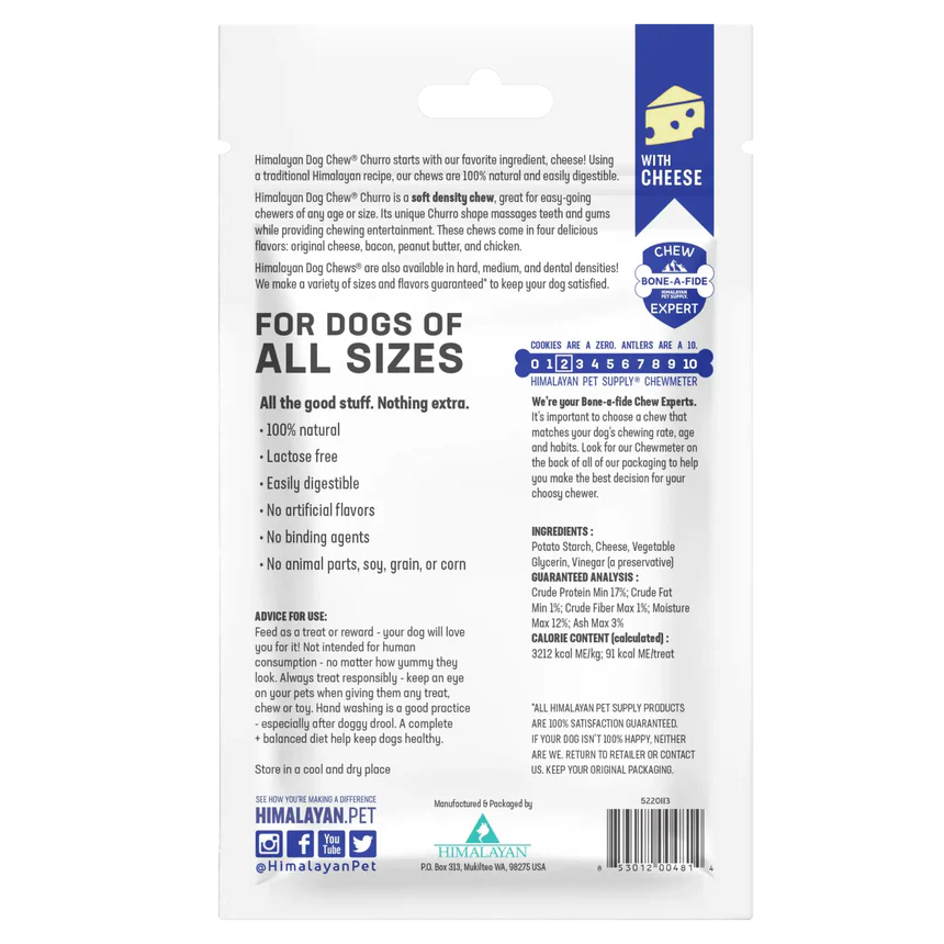 Himalayan Churro Dog Chews Cheese 4oz
