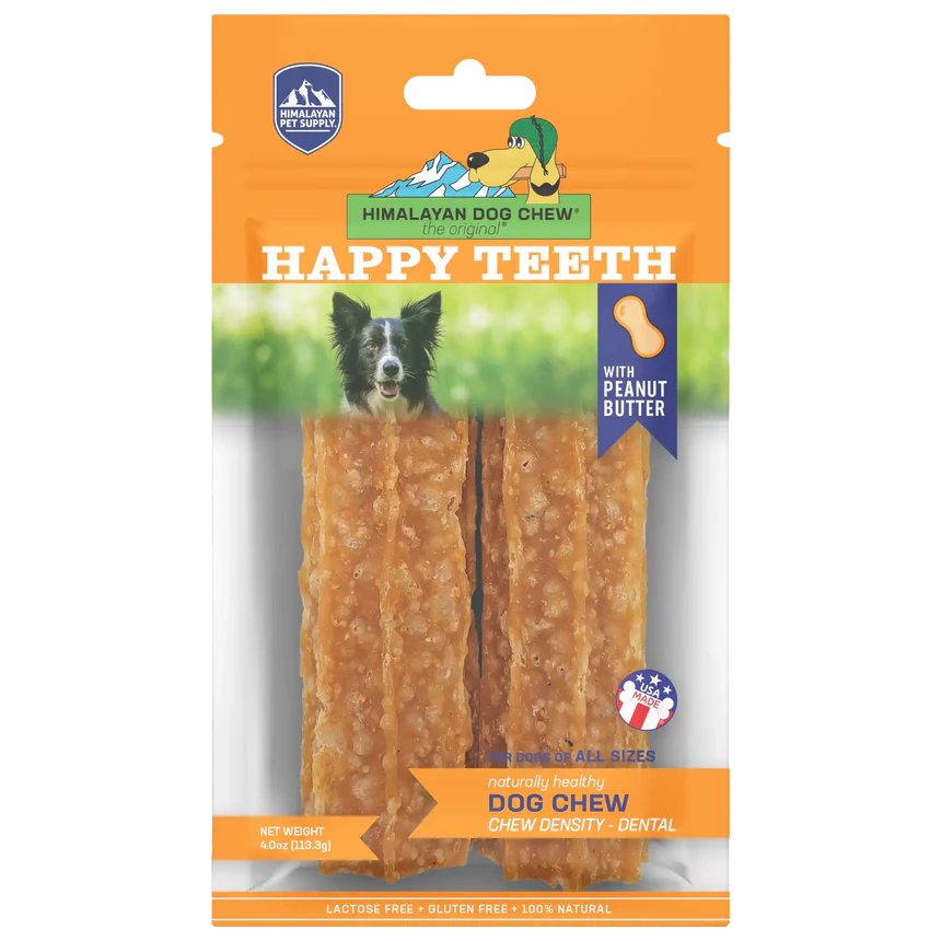 Himalayan Dog Chews Happy Teeth Dental Chew Peanut Butter 4oz 2 Pack