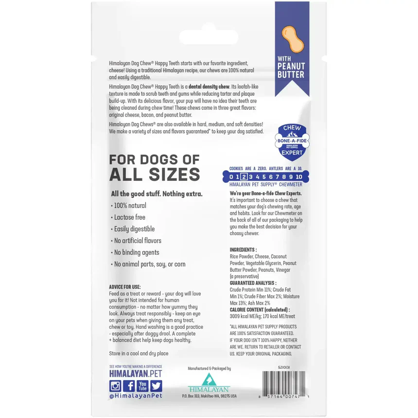 Himalayan Happy Teeth Dog Dental Chews Peanut Butter 4oz