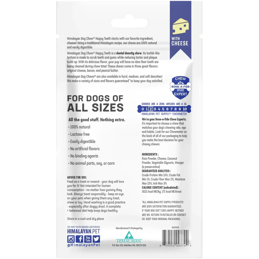 Himalayan Happy Teeth Dog Dental Chews Cheese 4oz