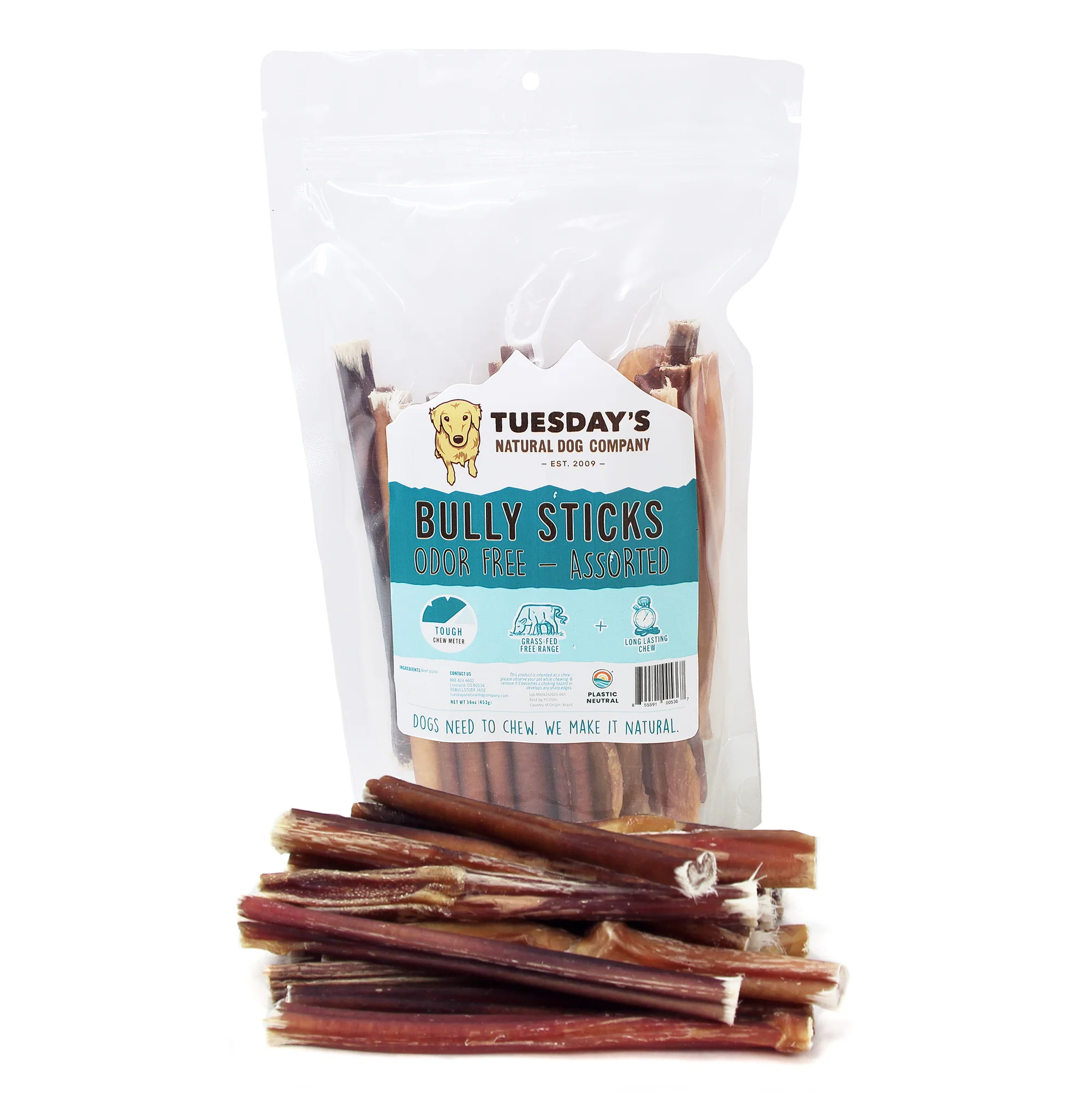 Tuesdays Natural Dog Company Bully Sticks 6" 1#