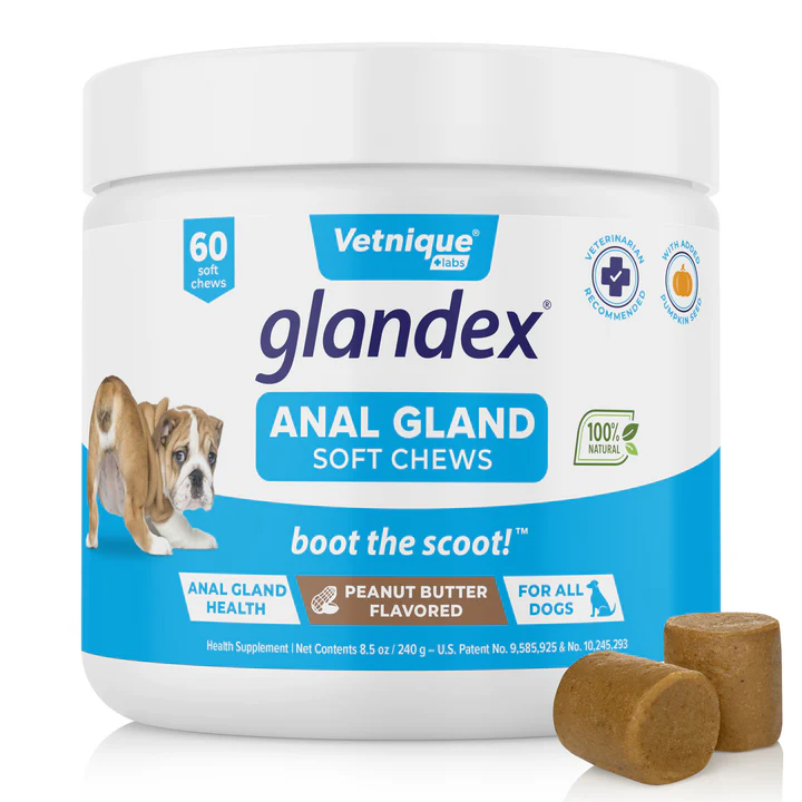 Glandex Anal Gland Soft Chews For Dogs Peanut Butter Flavored 60 Count