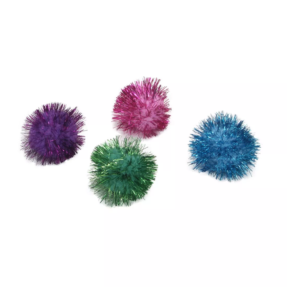 Turbo Glitter Pom Cat Toy 4 Pack Assorted