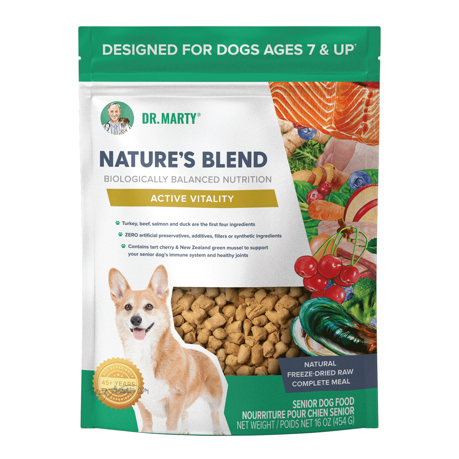 Dr Marty Natures Blend Active Vitality Senior Freeze Dried Raw Dog Food 48oz