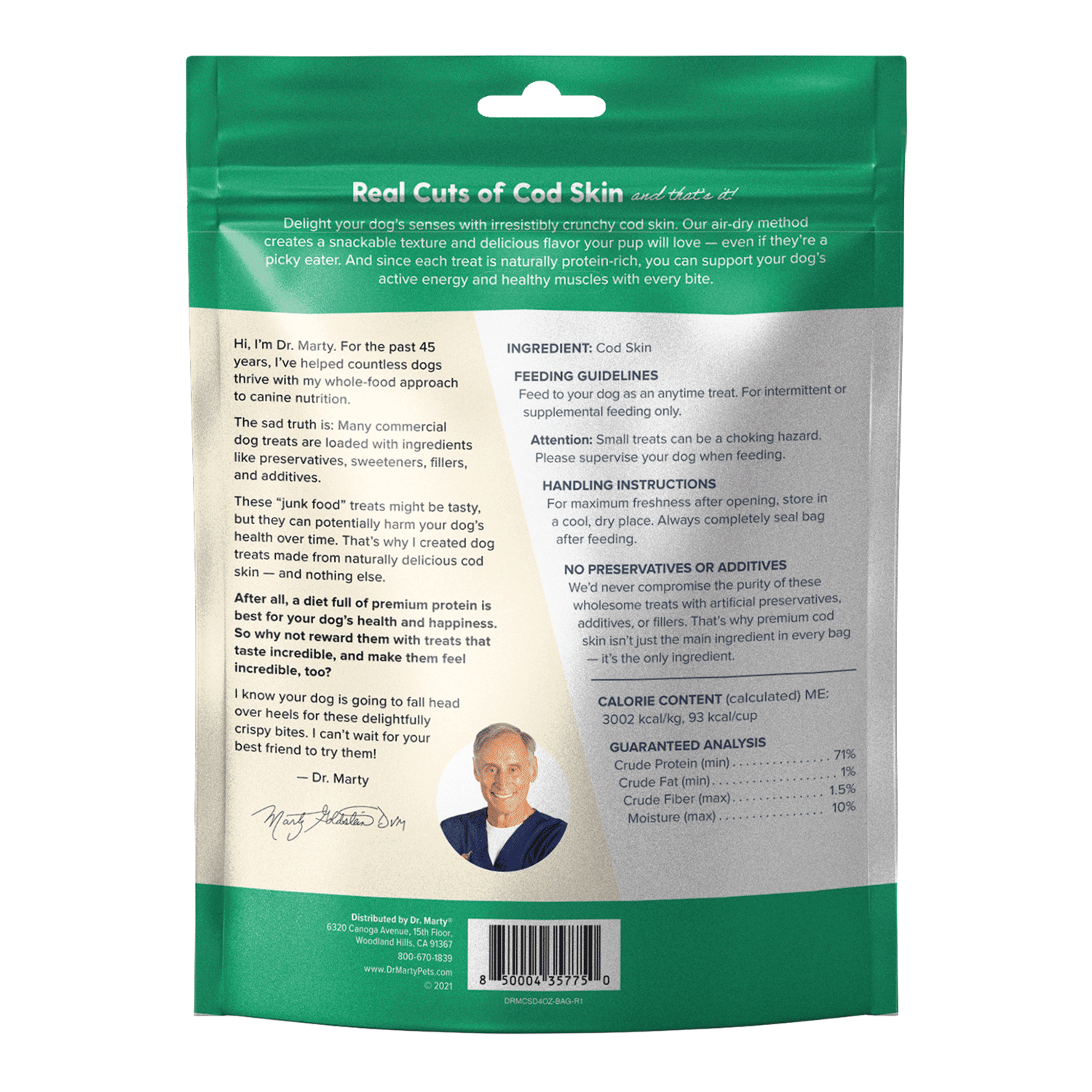 Dr Marty Dog Treat Air Dried Cod Crispies 4oz