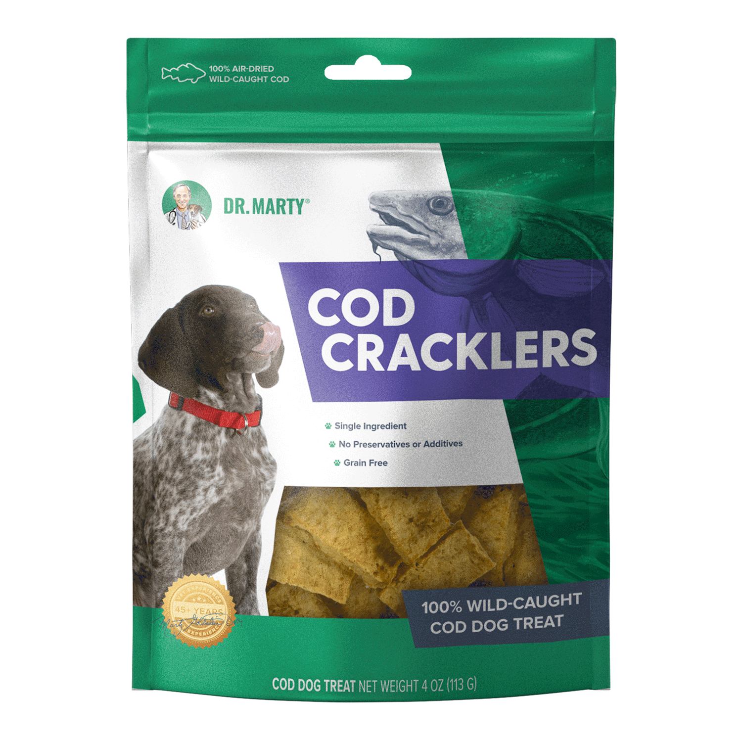 Dr Marty Dog Treat Air Dried Cod Cracklers 4oz