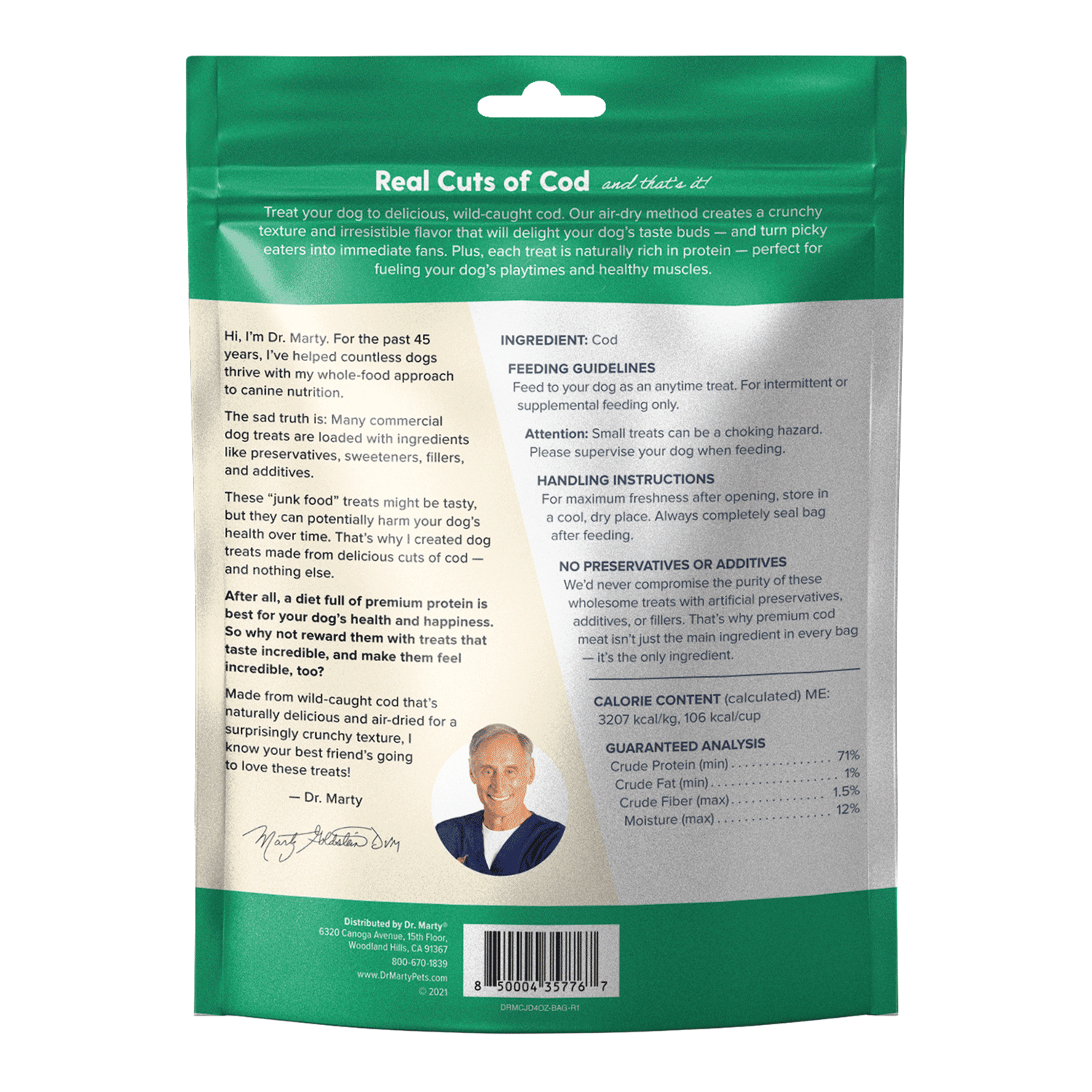 Dr Marty Dog Treat Air Dried Cod Cracklers 4oz