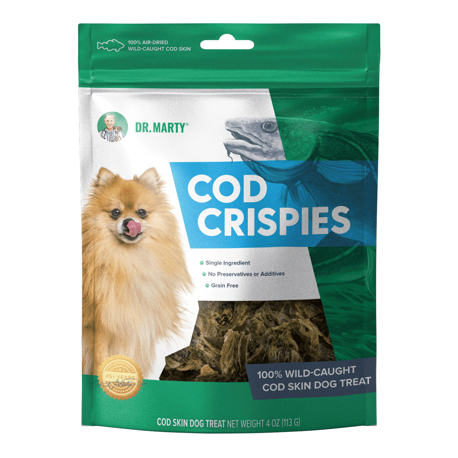 Dr Marty Dog Treat Air Dried Cod Crispies 4oz