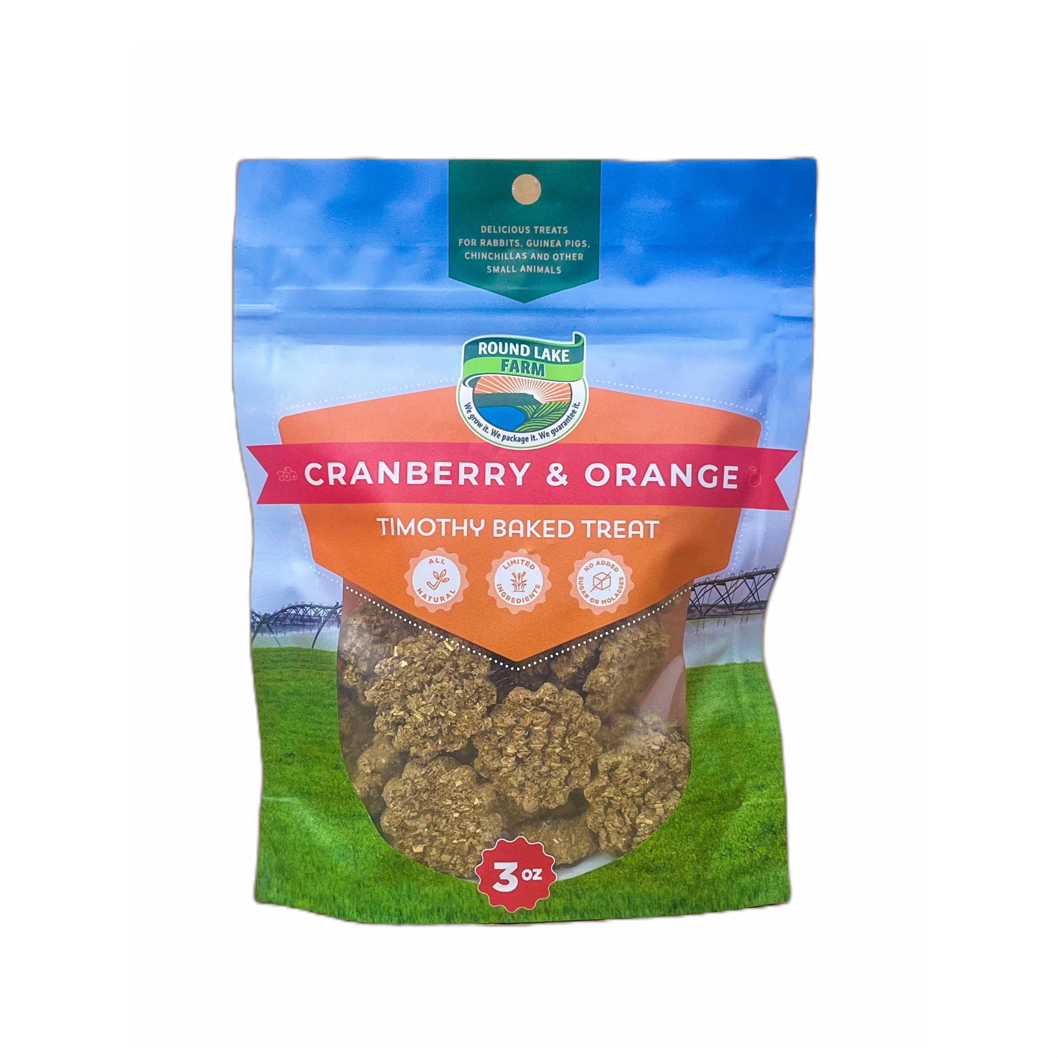 Round Lake Farm Cranberry Orange Timothy Baked Small Animal Treat 3oz