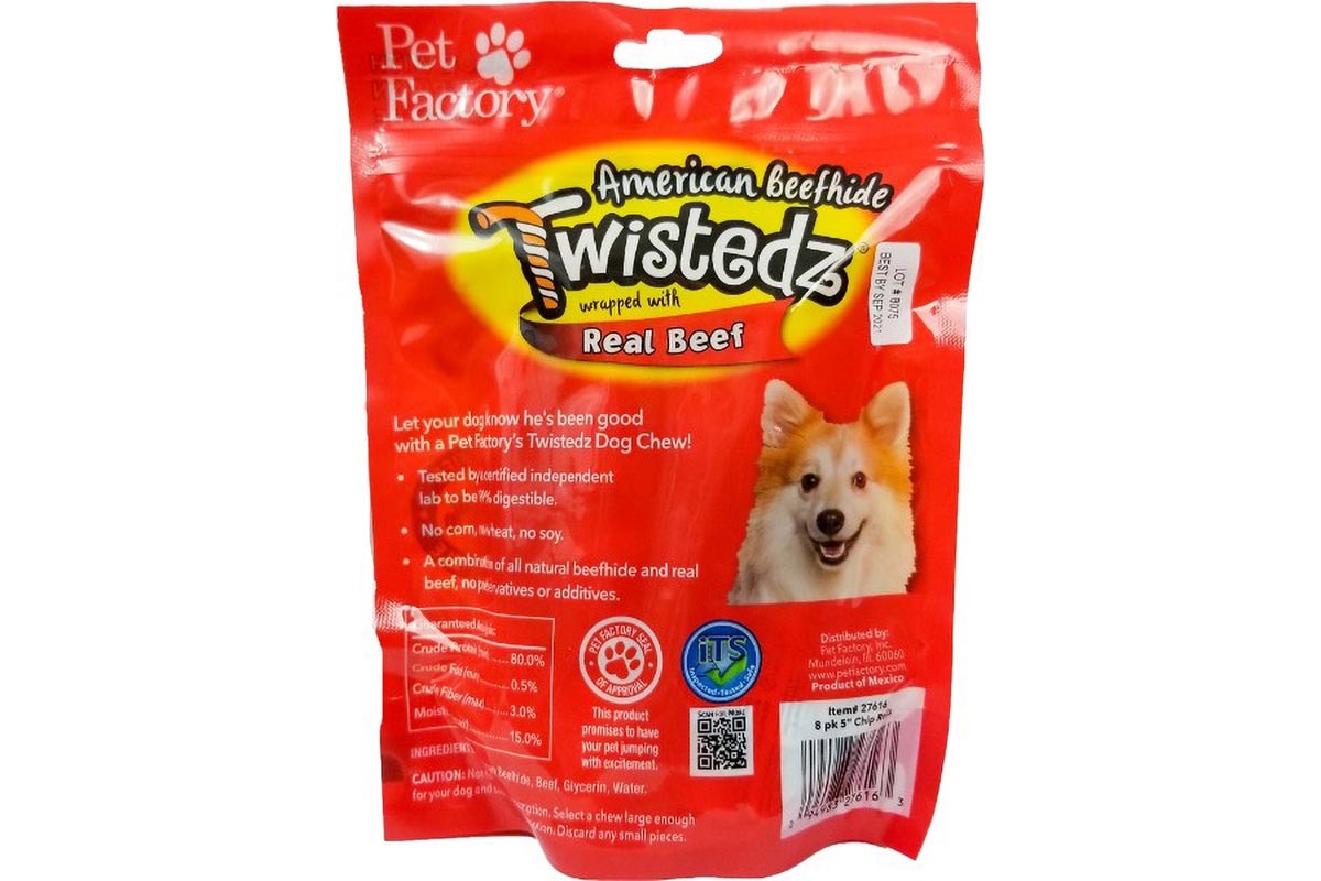 Pet Factory Twistedz Dog Chews Beef Chip Rolls 8pk