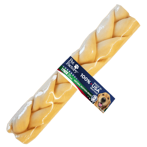 Pet Factory Dog Chews Beefhide Braided Stick 7''