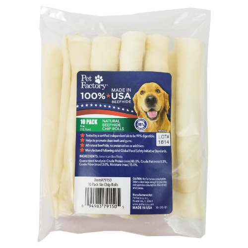 Pet Factory USA Dog Beefhide Chip Rolls 5'' 10 Pack