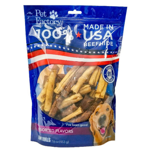 Pet Factory USA Dog Beefhide Mini Rolls Assorted 1#