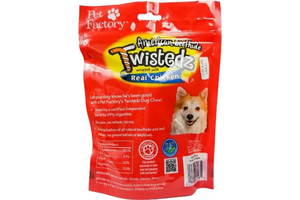 Pet Factory Twistedz Dog Chews Chicken Chip Rolls 8pk