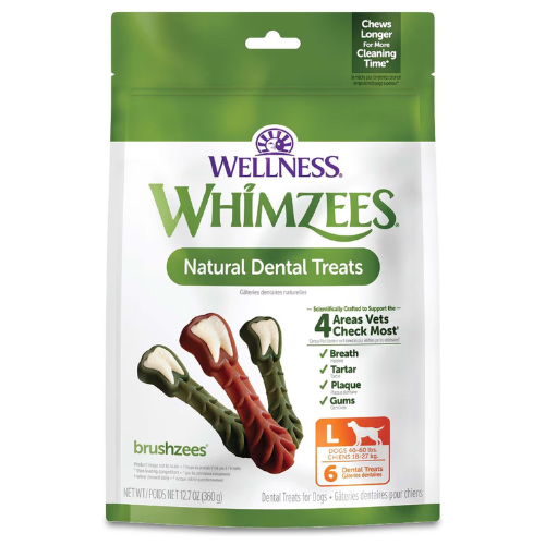 Whimzees Large Grain Free Daily Dental Brushzeez Dog Treats Bag of 6