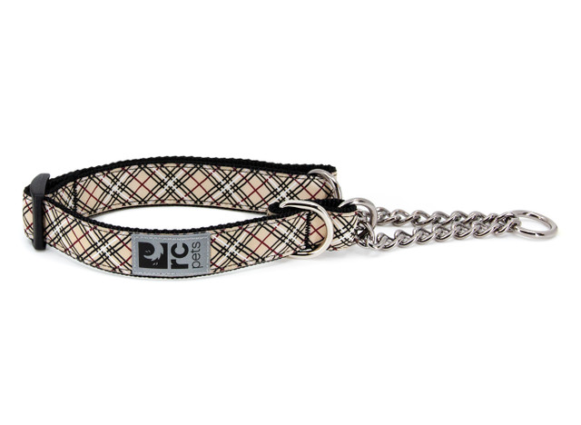 RC Pets Dog Training Collar Tan Tartan Medium