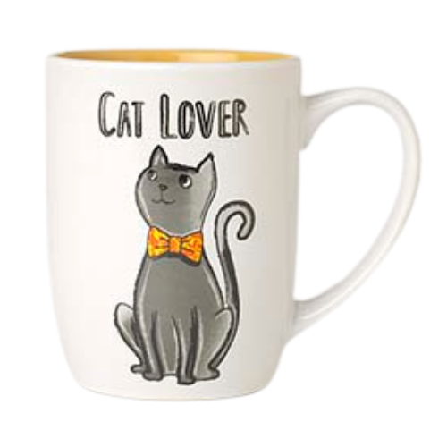 Petrageous Cat Lover Mug White and Yellow 24oz