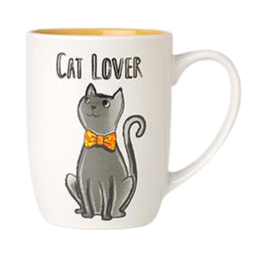 Cat Lover White and Yellow Ceramic Mug 24oz