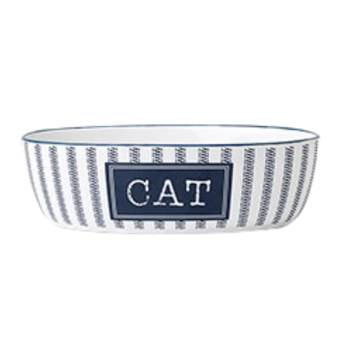 Petrageous Cat Bowl Country Blue and White 2 Cups