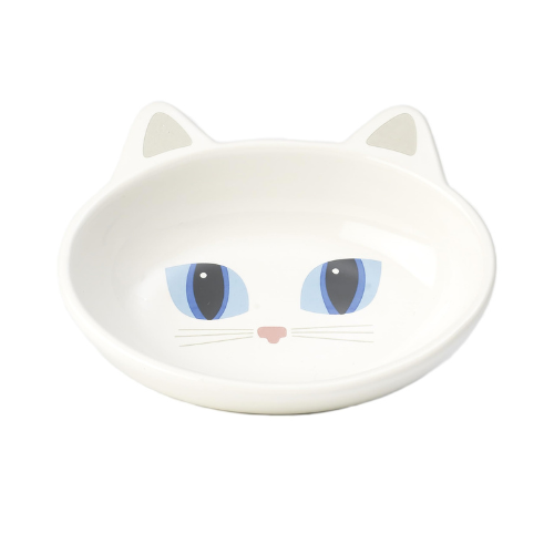 Petrageous Frisky Kitty Oval Saucer 5.5'' White