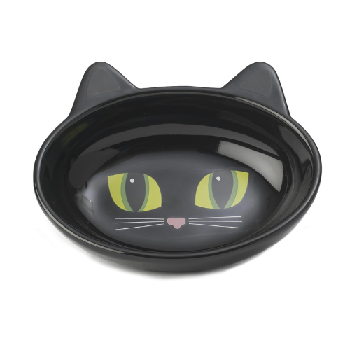 Petrageous Frisky Kitty Black Oval Saucer 5.5''