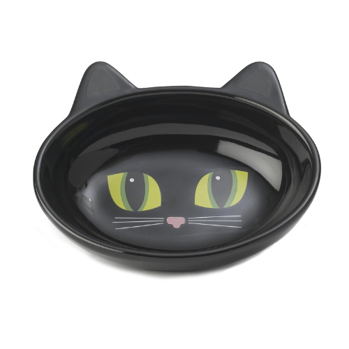 Petrageous Frisky Kitty Oval Saucer 5.5'' Black