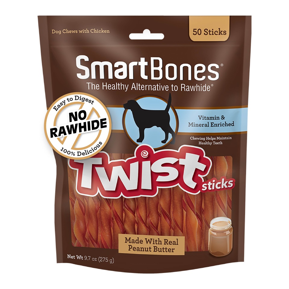 SmartBone Dog Chews Twist Sticks Peanut Butter  50 CT