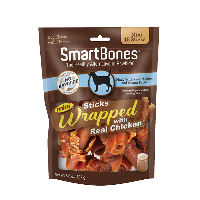 SmartBones Dog Mini Peanut Butter Wrapped Chew Sticks 15 Pack