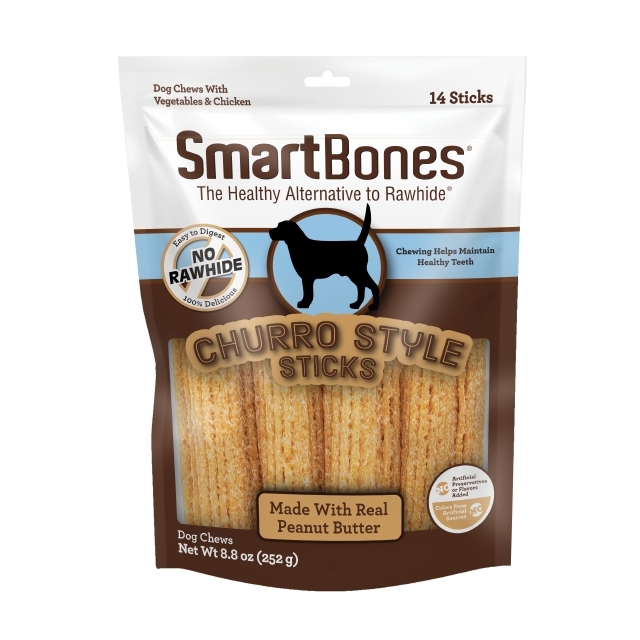 SmartBones Dog Chews Churro Sticks Peanut Butter Large 14 Pack