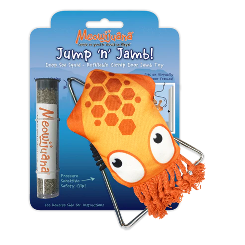 Meowijuana Cat Toy Jump N Jamb Squid