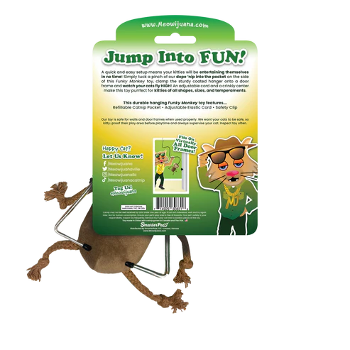 Meowijuana Cat Toy Catnip Refillable Jump N Jamb Monkey