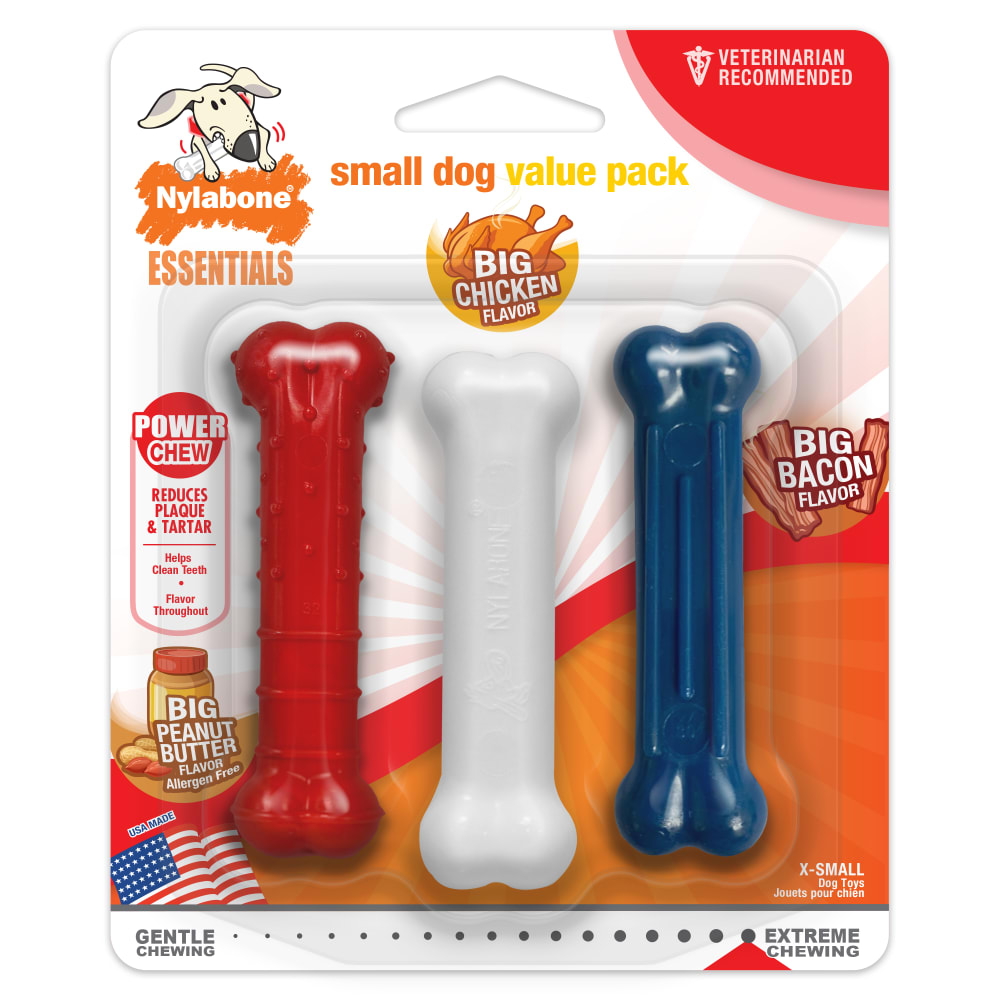 Nylabone Flavor Frenzy Dog Chew Bone Variety Regular 3 Pack
