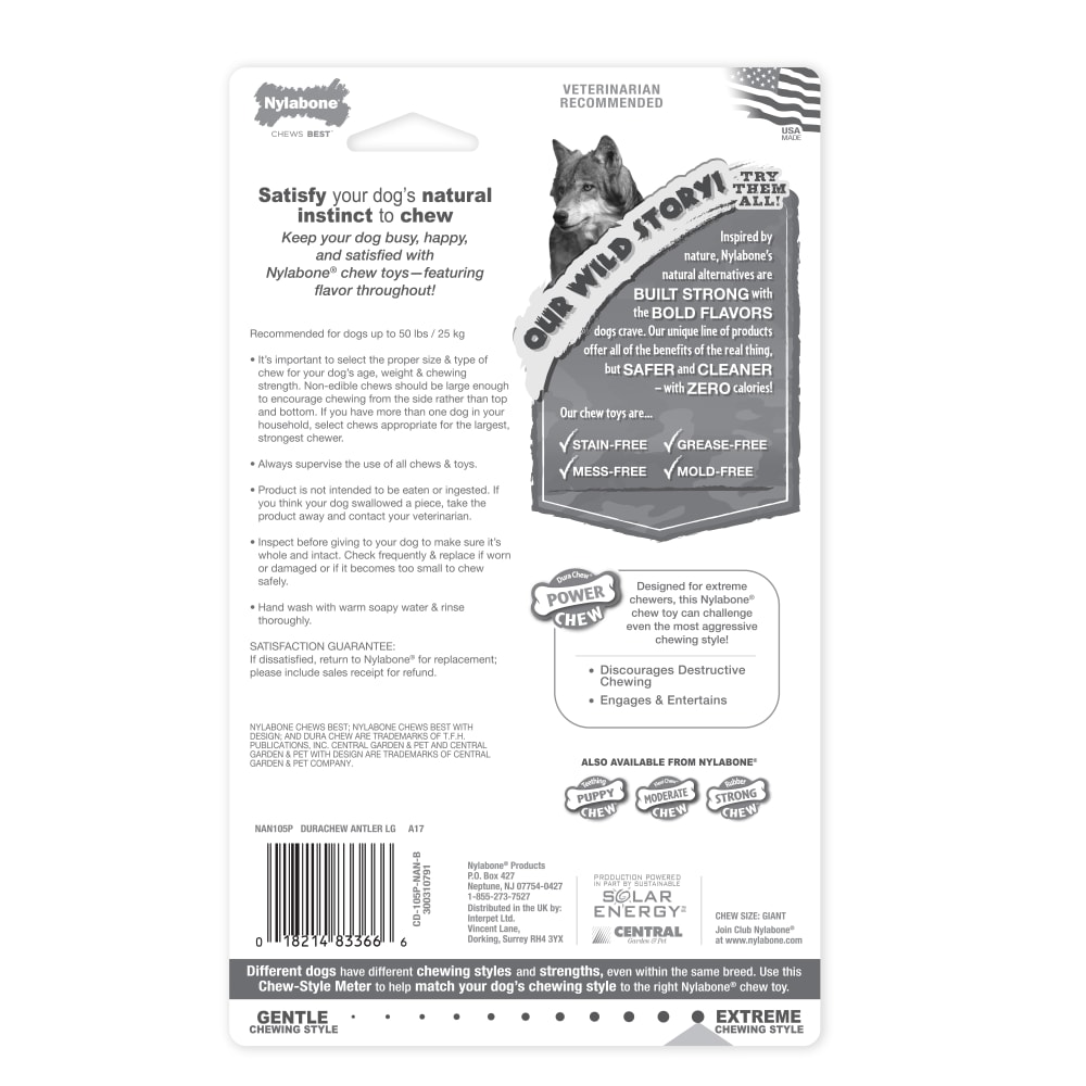 Nylabone Dura Chew Dog Nylon Antler Large