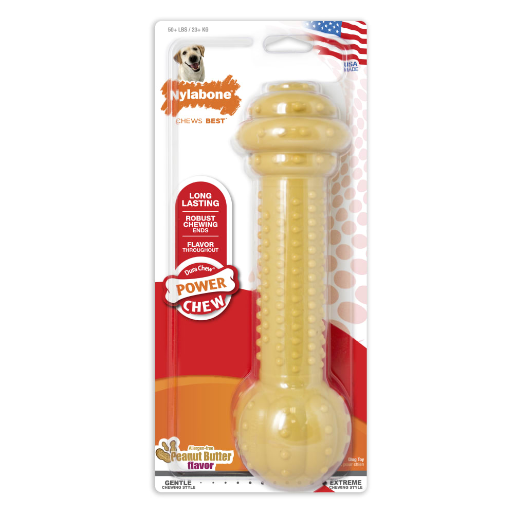 Nylabone Dura Chew Dog Barbell Peanut Butter Giant