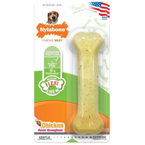 Nylabone Flexi Chew Dog Toy Bone Chicken Wolf