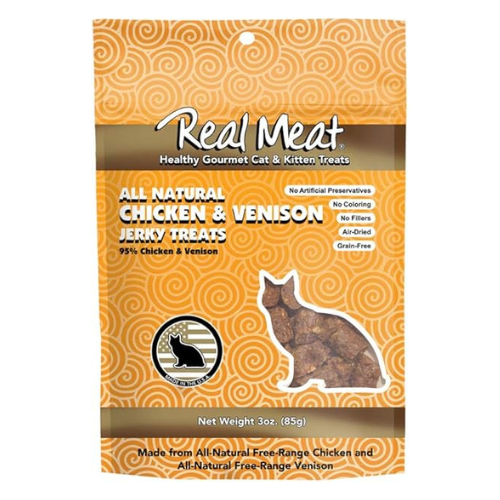 The Real Meat Company Cat Treats Chicken & Venison Jerky 3oz