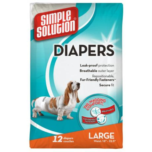 Simple Solution Dog Disposable Diapers Large & X-Large 12 Pack