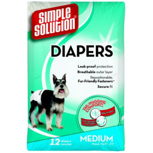 Simple Solution Dog Disposable Diaper Medium 12 Pack