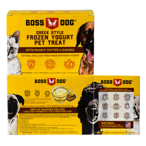 Boss Dog Frozen Yogurt Treat Peanut Butter Apple 3.5oz 4 Pack