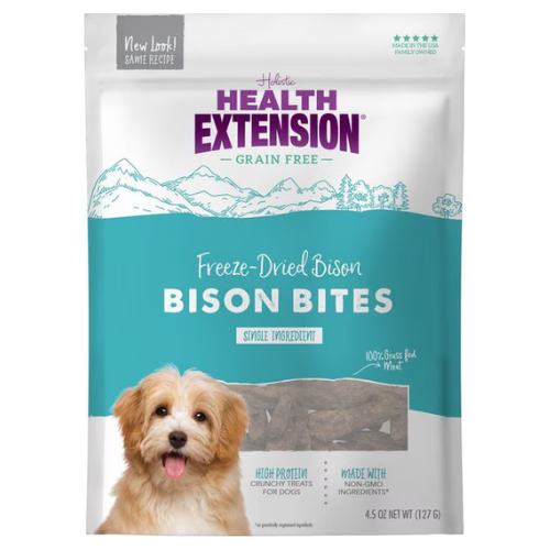 Health Extension Dog Treats Freeze Dried Raw Bison Bites 4.5oz