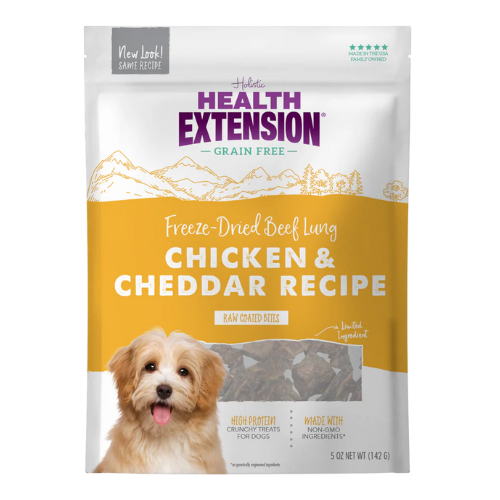 Health Extension Dog Chicken & Cheddar Bite Size Bully Puffs 5oz