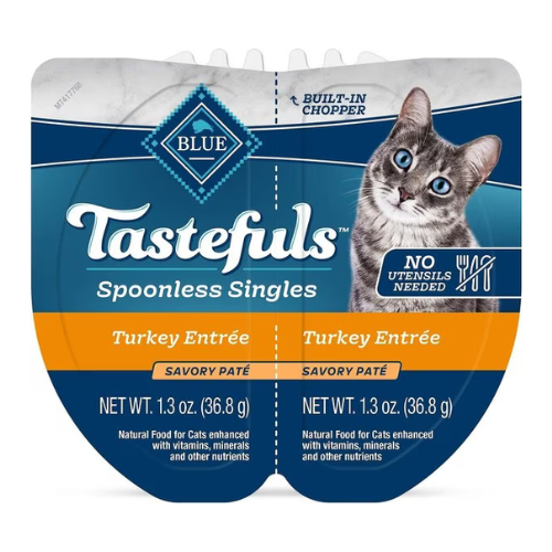 Blue Buffalo Cat Food Tastefuls Spoonless Singles Turkey Pate Tray 2.6oz