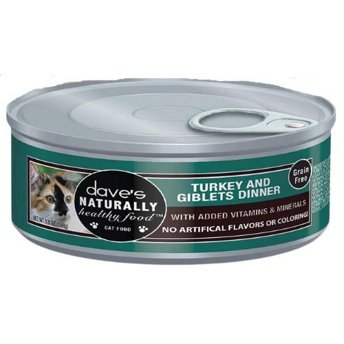 Dave's Naturally Healthy Cat Grain Free Turkey & Giblets 5.5oz Can