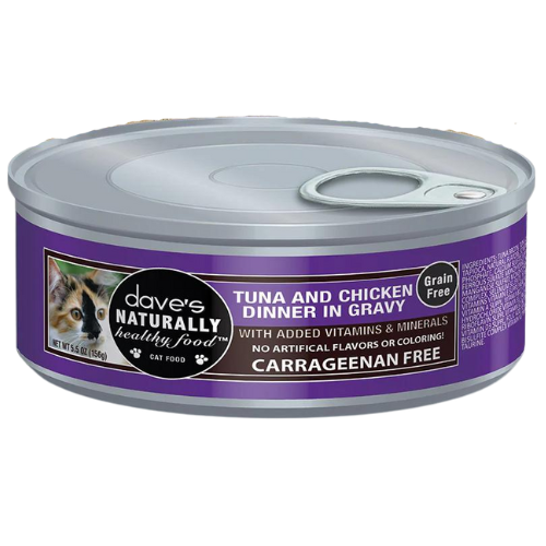 Dave's Naturally Healthy Cat Grain Free Tuna & Chicken in Gravy 5.5oz Can